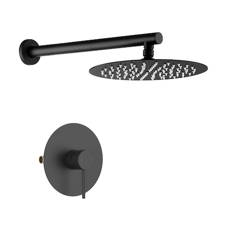 Kibi Circular Pressure Balanced Single Function Shower System with Rough In Valve - Matte Black KSF407MB